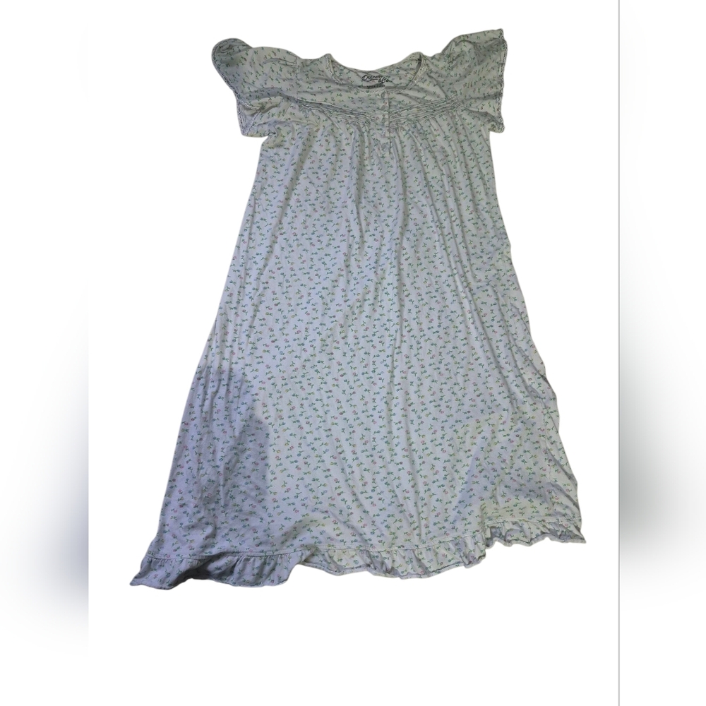 Vtg Floral Nightgown with Ruffled Sleeves Dream&Co M